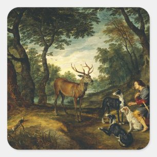 Miracle of Saint Hubert by Peter Paul Rubens  Square Sticker
