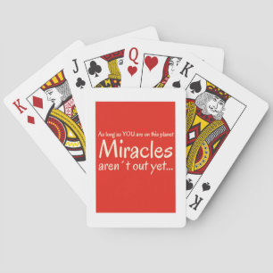 Miracle quote in red and white playing cards