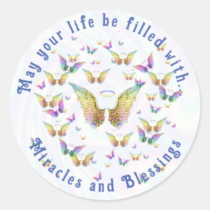 Miracles and Blessings Angel WIngs Classic Round Sticker