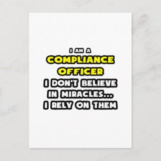Miracles and Compliance Officer ... Funny Postcard
