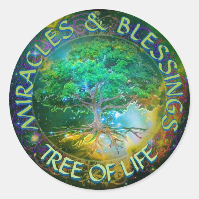 Miracles & Blessings Tree of Life Classic Round Sticker (Front)