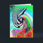 Miracles Happen Chanukah Cards<br><div class="desc">"Miracles Happen" Swirling whirlpool of colour with a whirling menorah. Custom Chanukah cards --customise your own greeting inside.  Art on inside and out.</div>