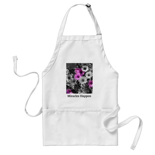 Miracles Happen Daisy Flowers Inspirational Standard Apron (Front)