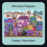Miracles Happen Hannukah Stickers<br><div class="desc">Graphic illustration of the tapestry of colours in the city of Jerusalem.  Customise these stickers with your choice of backround colour and message.   Original artwork by Magins Creations.</div>