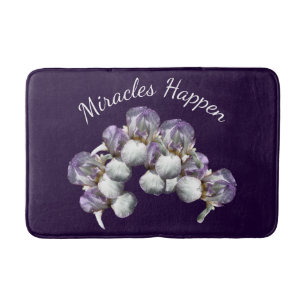 Miracles Happen Iris Flowers Inspirational Bath Mat