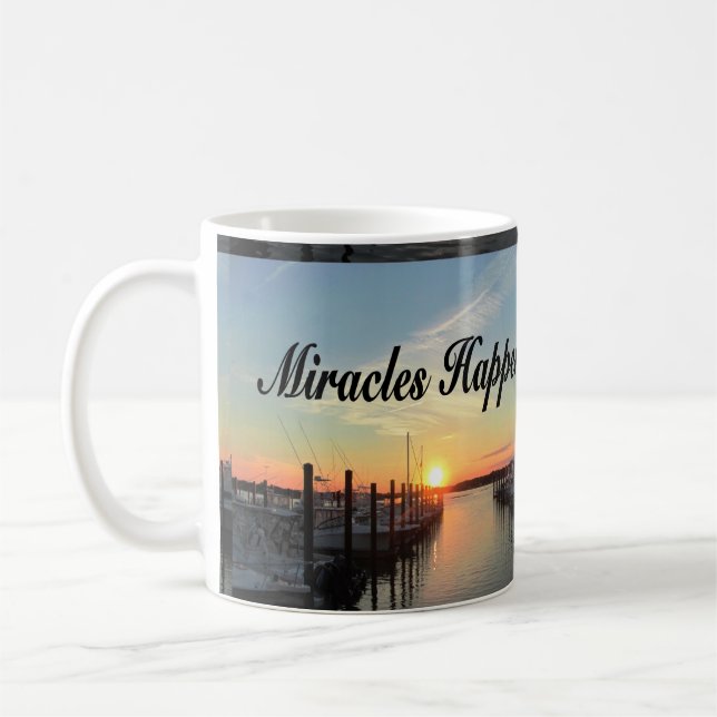 MIRACLES HAPPEN SUNSET PHOTO DESIGN COFFEE MUG (Left)