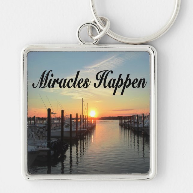 MIRACLES HAPPEN SUNSET PHOTO DESIGN KEY RING (Front)
