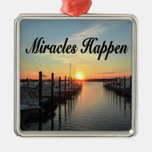 MIRACLES HAPPEN SUNSET PHOTO DESIGN METAL TREE DECORATION
