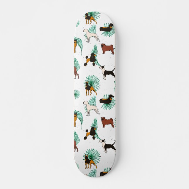 Miracles with paws, Tropical Cute Quirky Dog Pets  Skateboard (Front)