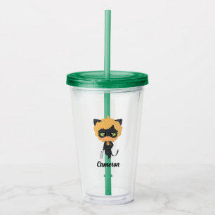 Miraculous Cat Noir Chibi Birthday Party Favour Acrylic Tumbler