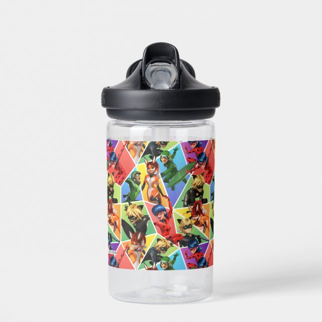 Miraculous Colourful Character Pattern Water Bottle (Front)