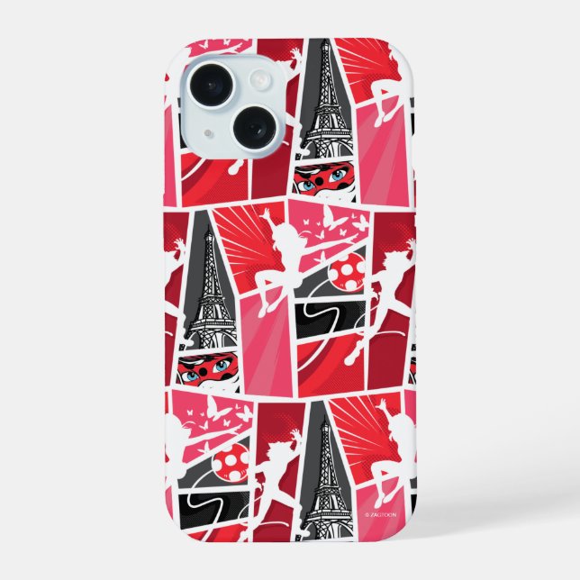 Miraculous Comic Ladybug Paris Pattern iPhone 15 Case (Back)