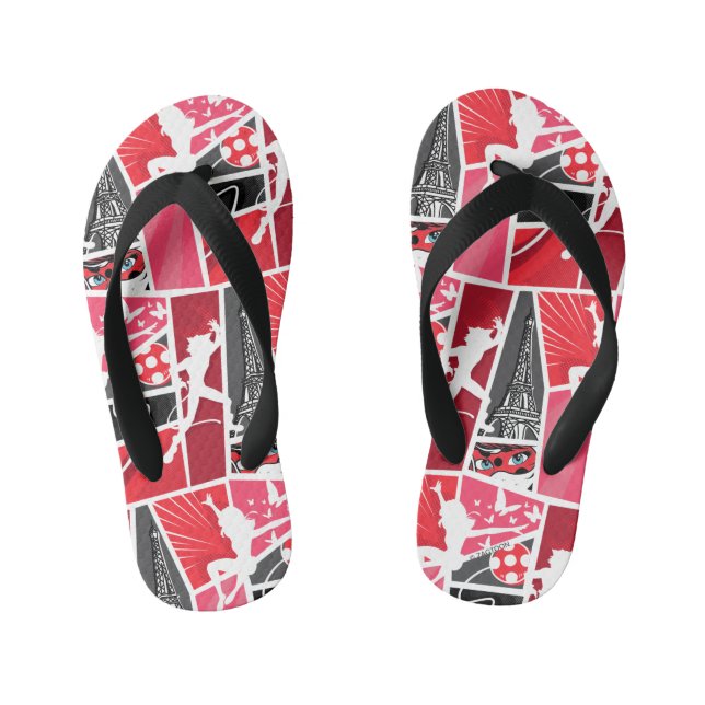Miraculous Comic Ladybug Paris Pattern Kid's Jandals (Footbed)