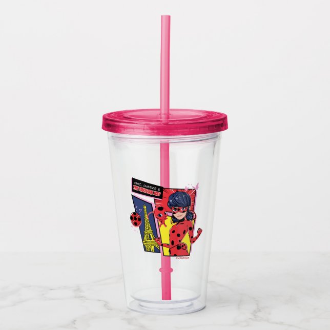 Miraculous Comic Ladybug Parisian Way Acrylic Tumbler (Front)