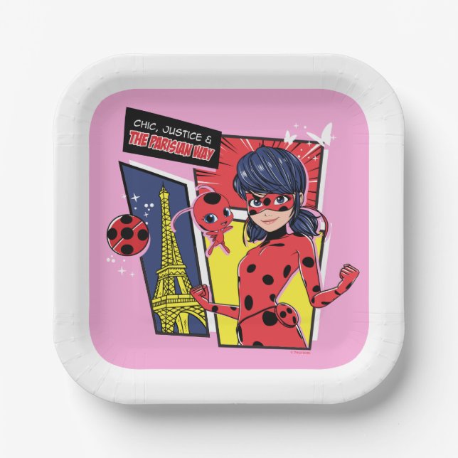 Miraculous Comic Ladybug Parisian Way Paper Plate (Front)