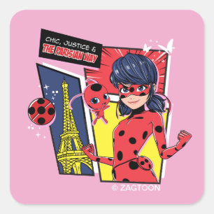 Miraculous Comic Ladybug Parisian Way Square Sticker