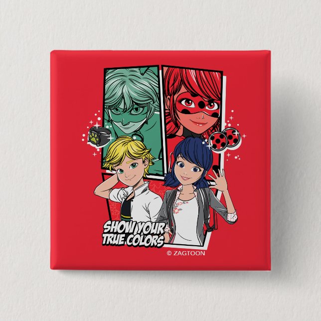 Miraculous Comic Marinette & Adrien True Colours 15 Cm Square Badge (Front)