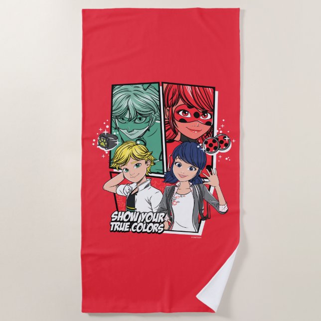 Miraculous Comic Marinette & Adrien True Colours Beach Towel (Front)