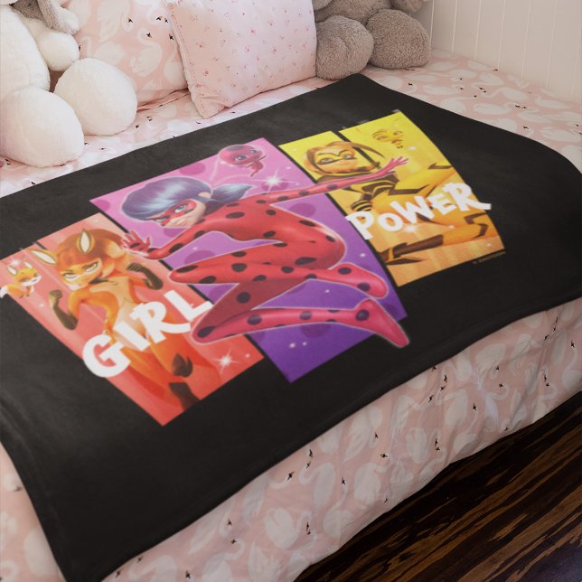 Miraculous Girls | Girl Power Fleece Blanket (Blanket on bed)