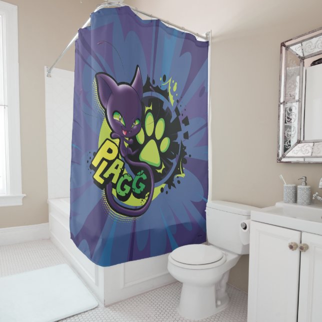 Miraculous Kwami Plagg Shower Curtain (In Situ)