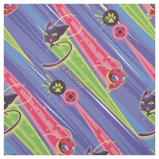 Miraculous Kwamis Tikki & Plagg Pattern Fabric (Swatch)