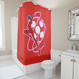Miraculous Ladybug Badge Shower Curtain