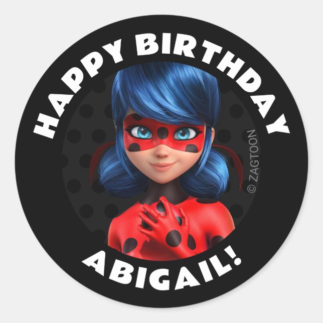 Miraculous Ladybug Birthday Classic Round Sticker (Front)