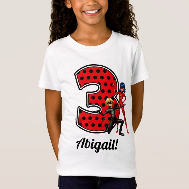 Miraculous Ladybug & Cat Noir 3rd Birthday T-Shirt (Front)