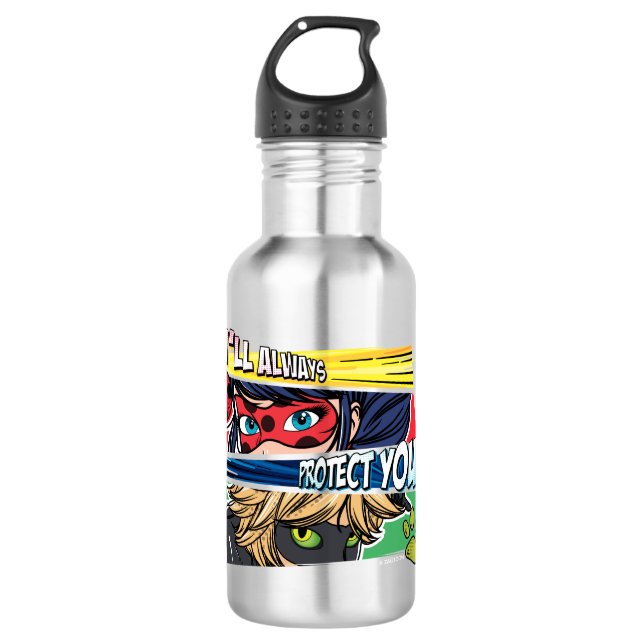 Miraculous Ladybug & Cat Noir Always Protect You 532 Ml Water Bottle (Front)