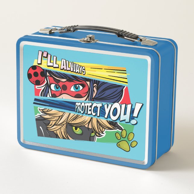 Miraculous Ladybug & Cat Noir Always Protect You Metal Lunch Box (Front)