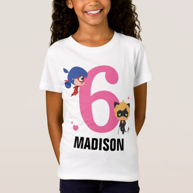 Miraculous Ladybug & Cat Noir Chibi Birthday T-Shirt (Front)