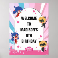 Miraculous Ladybug Cat Noir Chibi Birthday Welcome