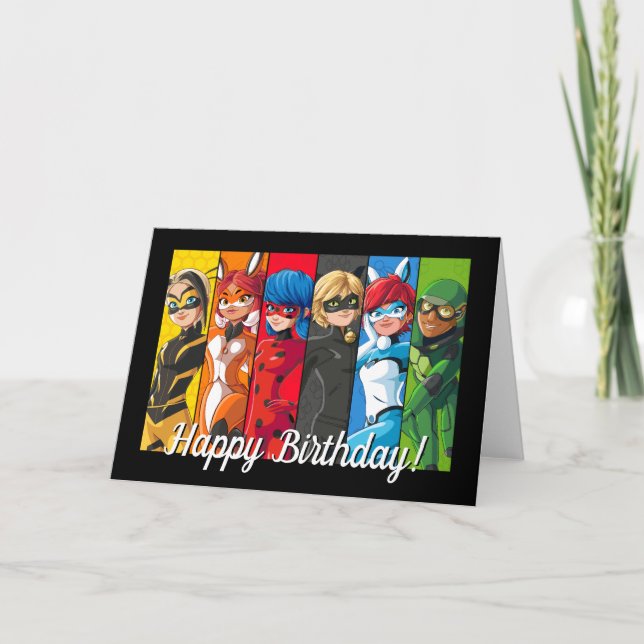 Miraculous Ladybug Character Birthday Card (Front)