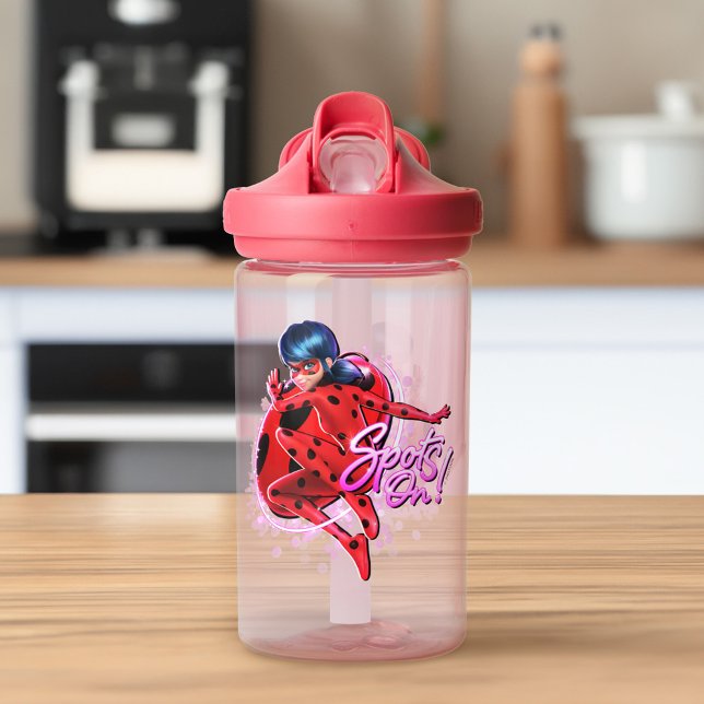 Miraculous Ladybug | Spots On Graphic Water Bottle (Water bottle on counter)