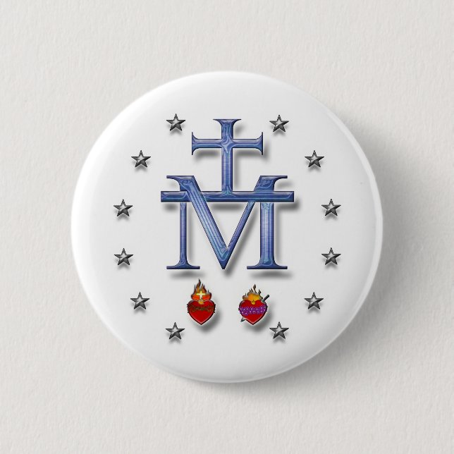 Miraculous Medal 6 Cm Round Badge (Front)