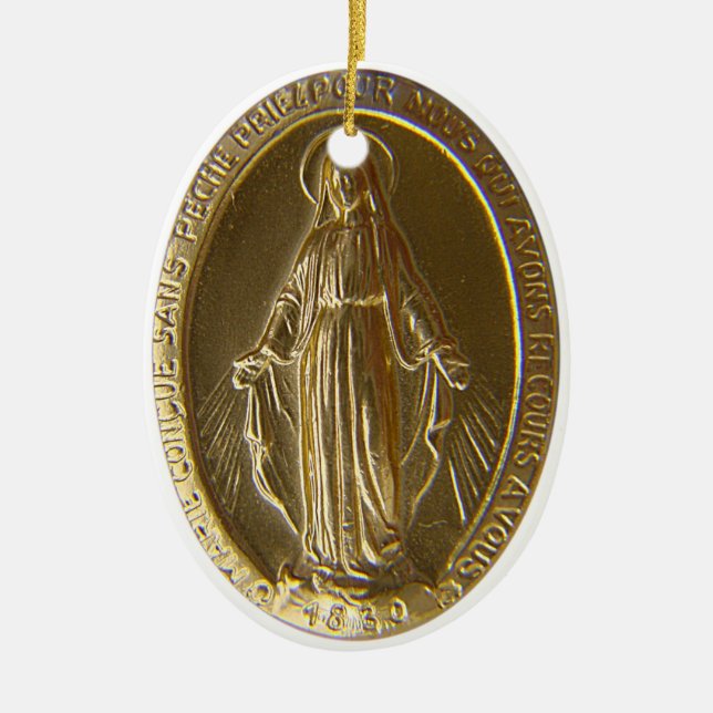 Miraculous Medal Ceramic Tree Decoration (Front)