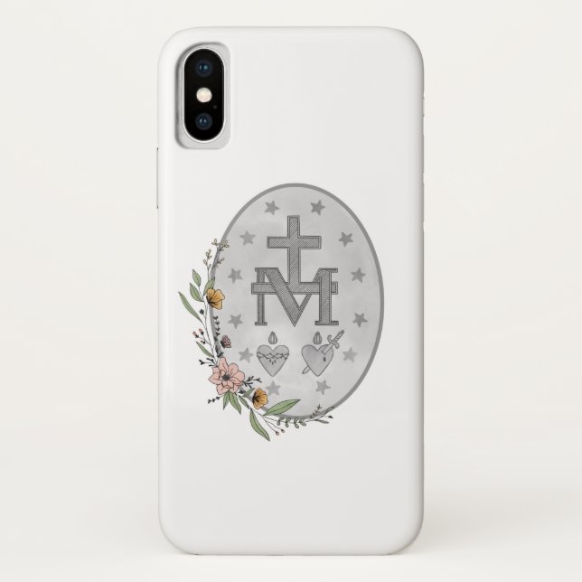 Miraculous Medal Floral  Case-Mate iPhone Case (Back)