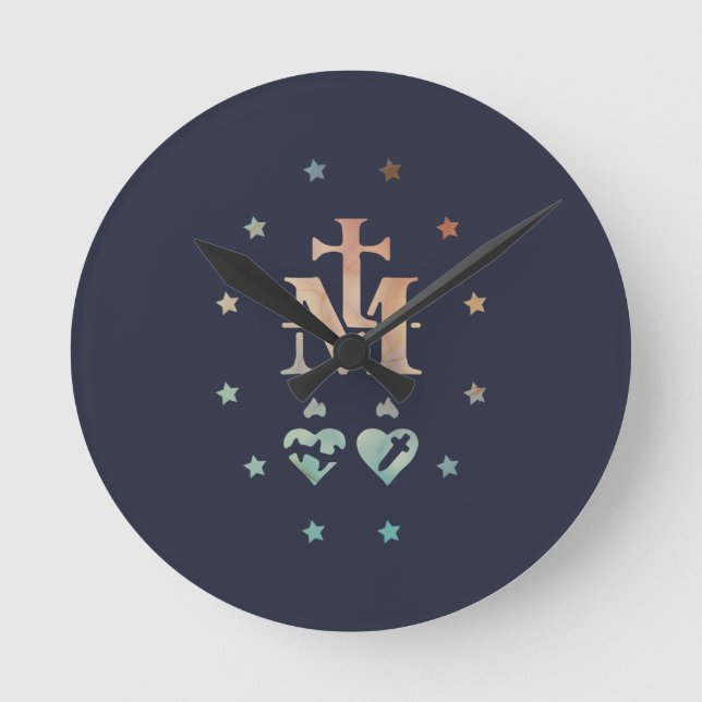 Miraculous Medal Our Lady of Grace Round Clock (Front)