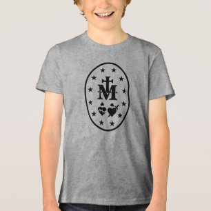 Miraculous Medal Virgin Mary Black Symbol Tri-Blend Shirt