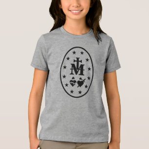Miraculous Medal Virgin Mary Black Symbol Tri-Blend Shirt