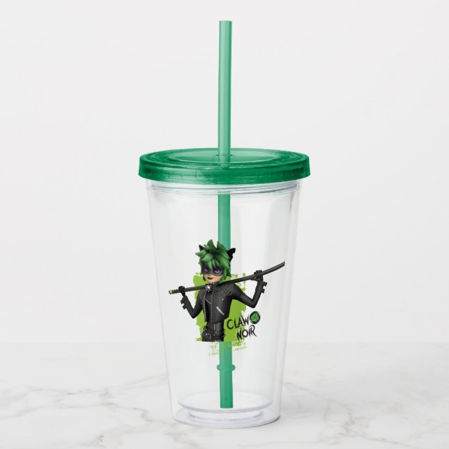 Miraculous Re-verse Claw Noir Character Graphic Acrylic Tumbler (Front)