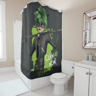 Miraculous Re-verse Claw Noir Character Graphic Shower Curtain