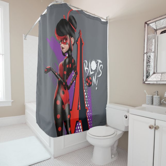 Miraculous Re-verse Shadybug Blots On! Shower Curtain (In Situ)