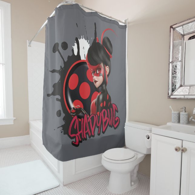 Miraculous Re-verse Shadybug Character Graphic Shower Curtain (In Situ)
