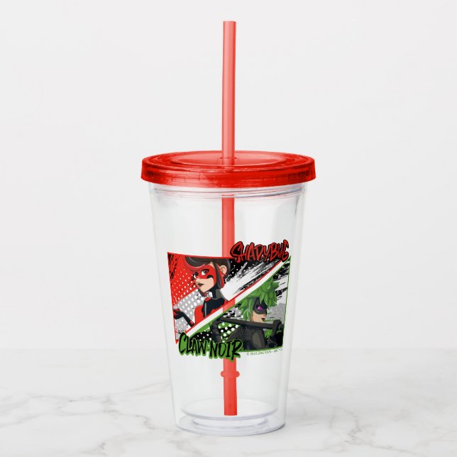 Miraculous Re-verse Shadybug & Claw Noir Acrylic Tumbler (Front)