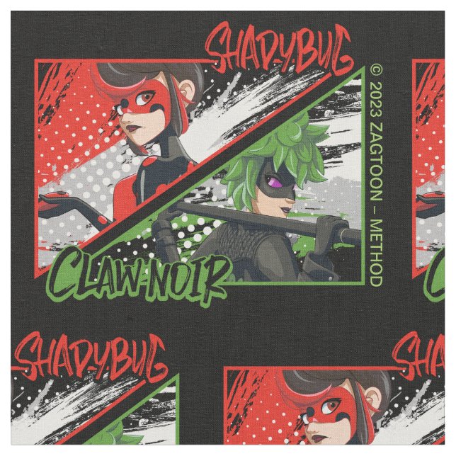 Miraculous Re-verse Shadybug & Claw Noir Fabric (Close Up)