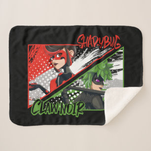 Miraculous Re-verse Shadybug & Claw Noir Sherpa Blanket