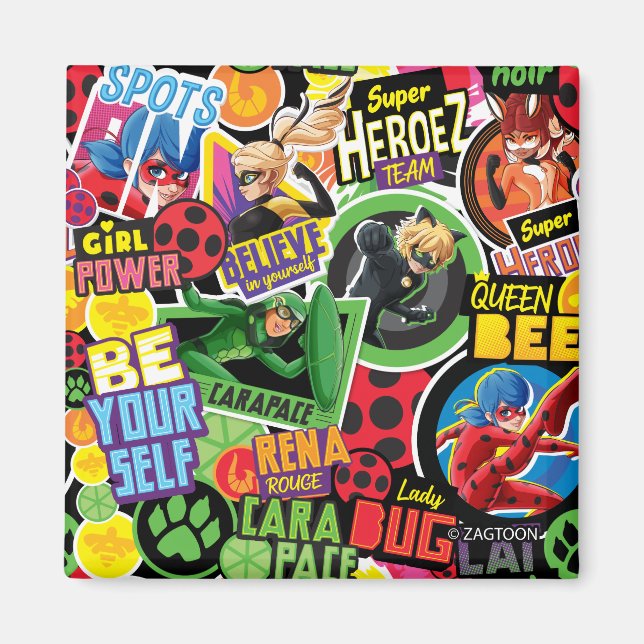 Miraculous Superhero Characters Pattern Magnet (Front)