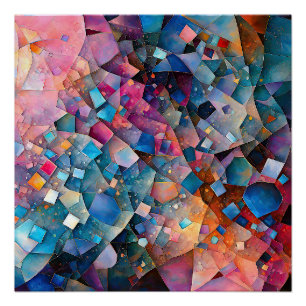 "Mirage Cascade" Colourful Abstract Art Landscape Poster