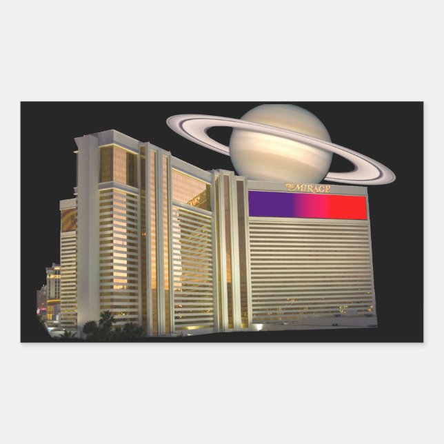 Mirage Las Vegas and Saturn Rectangular Sticker (Front)